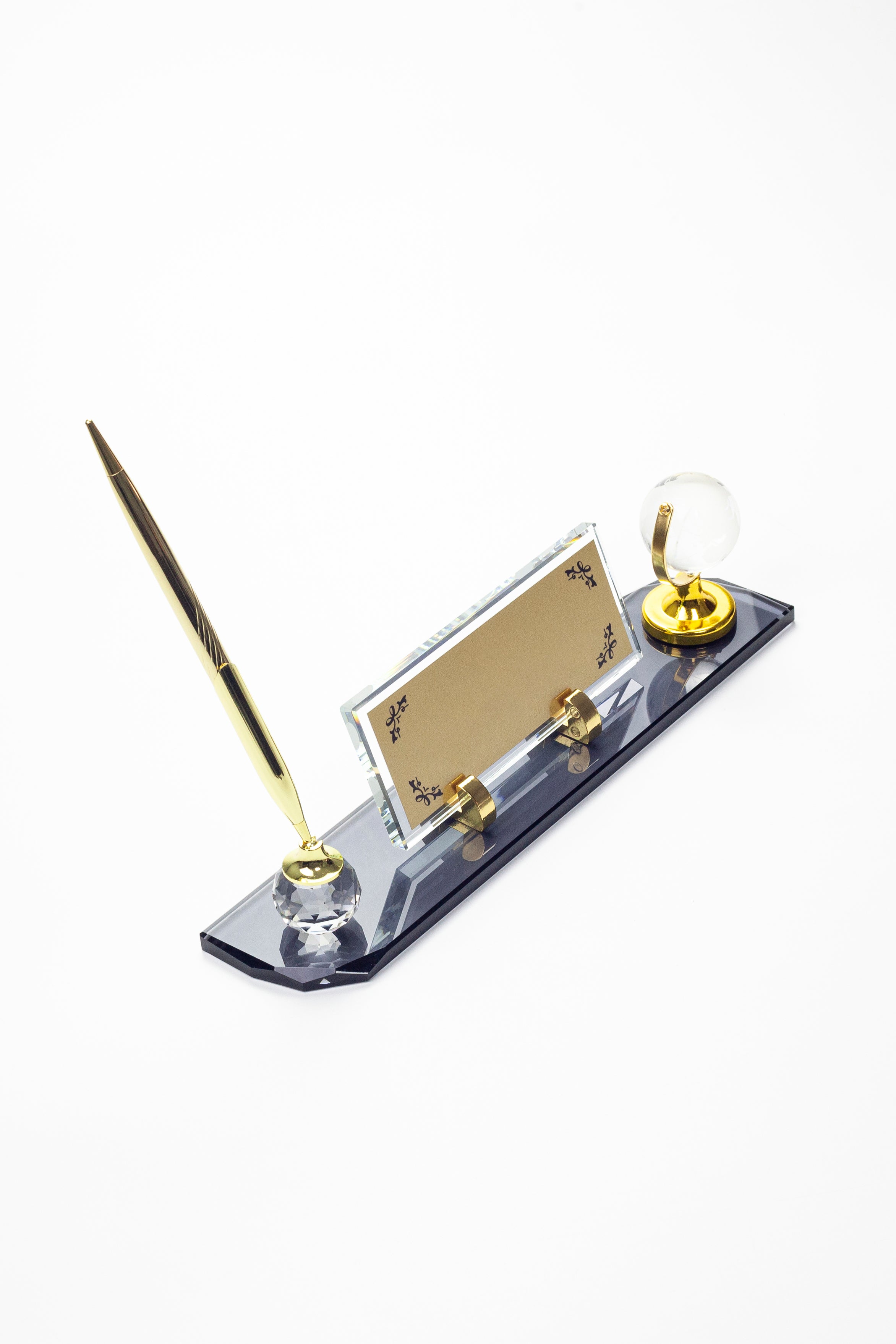 Kristal Masa İsimliği İmza Kalemi ve Dünya Aksesuarlı