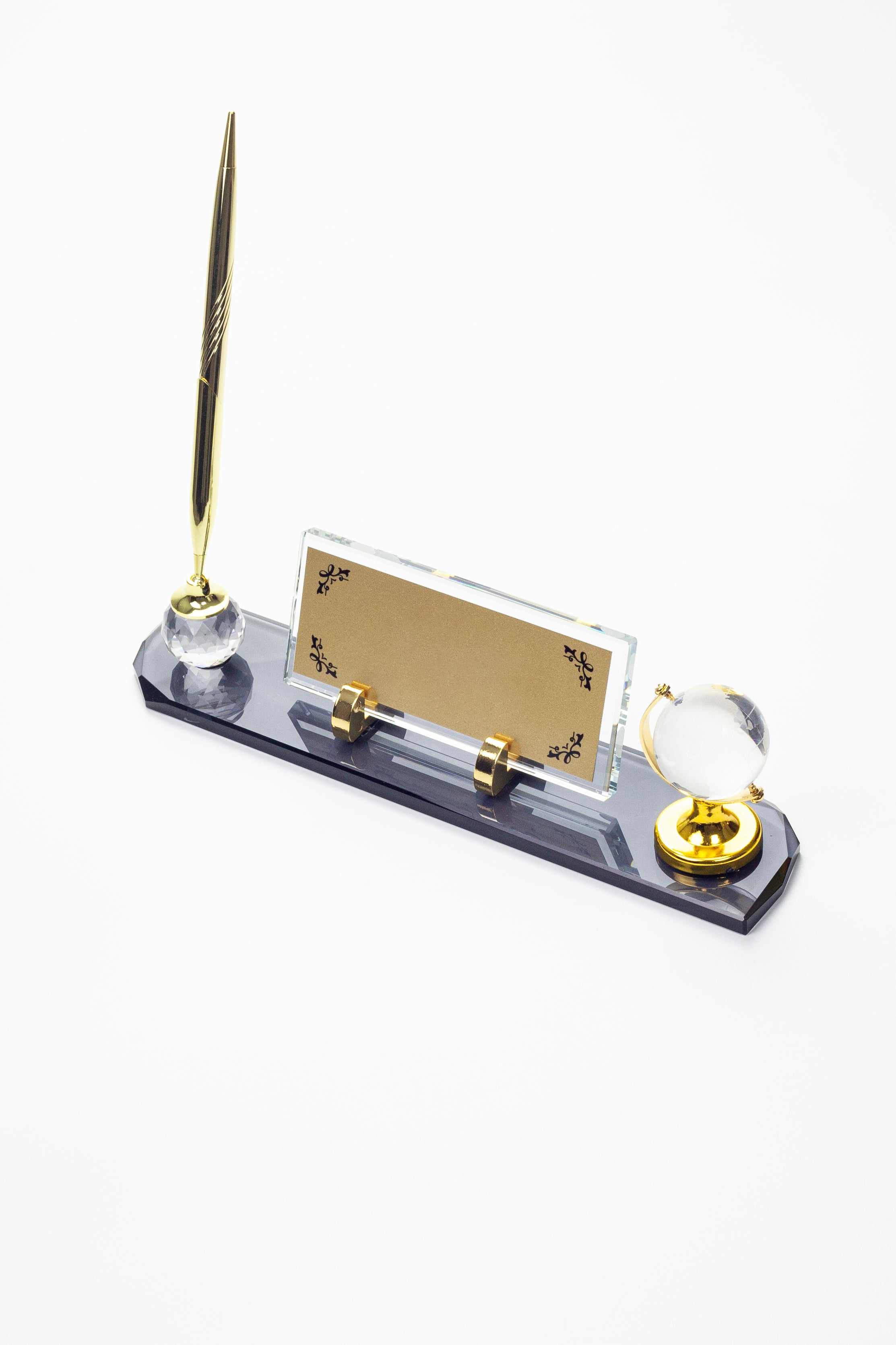 Kristal Masa İsimliği İmza Kalemi ve Dünya Aksesuarlı