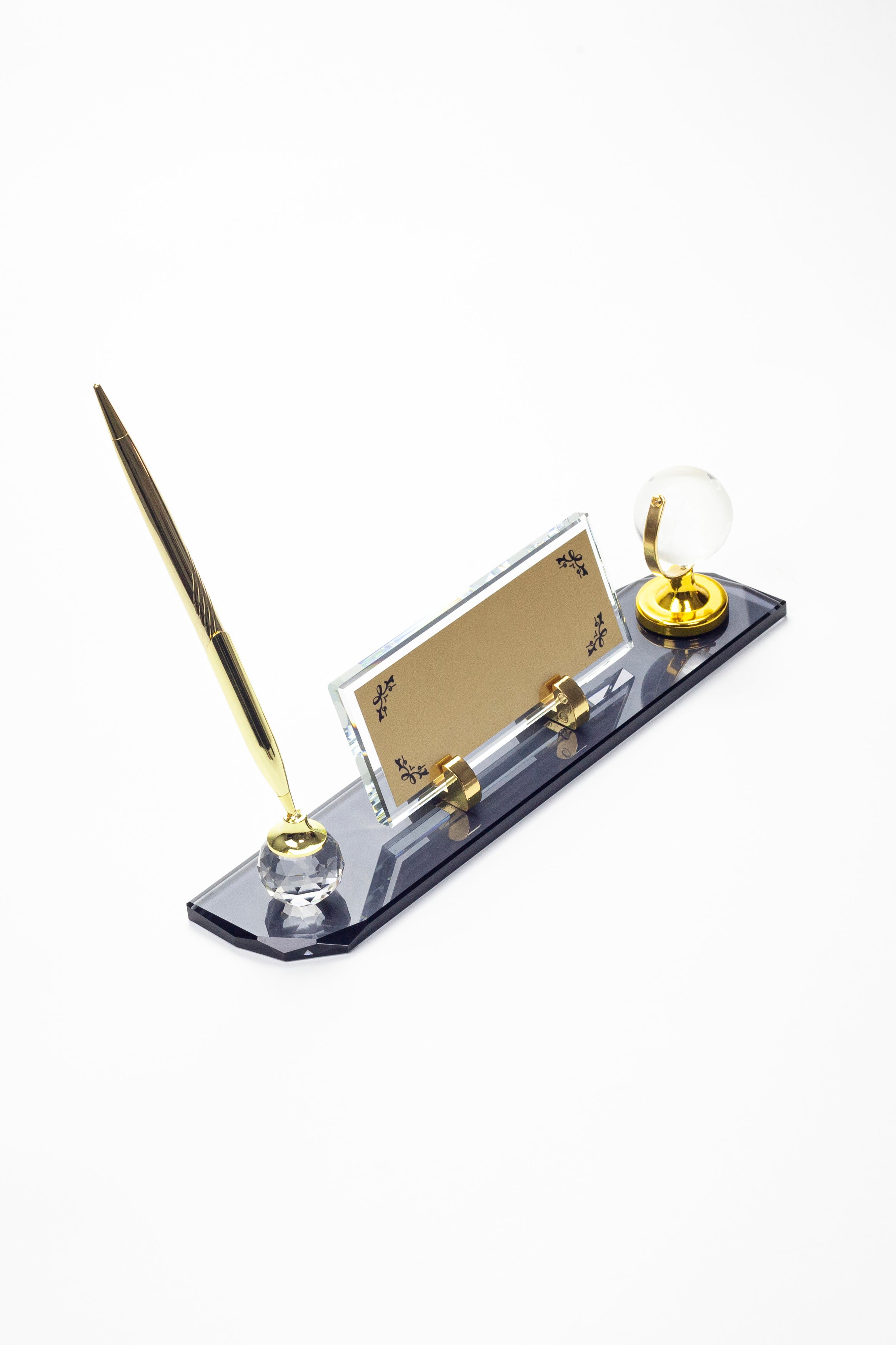 Kristal Masa İsimliği İmza Kalemi ve Dünya Aksesuarlı