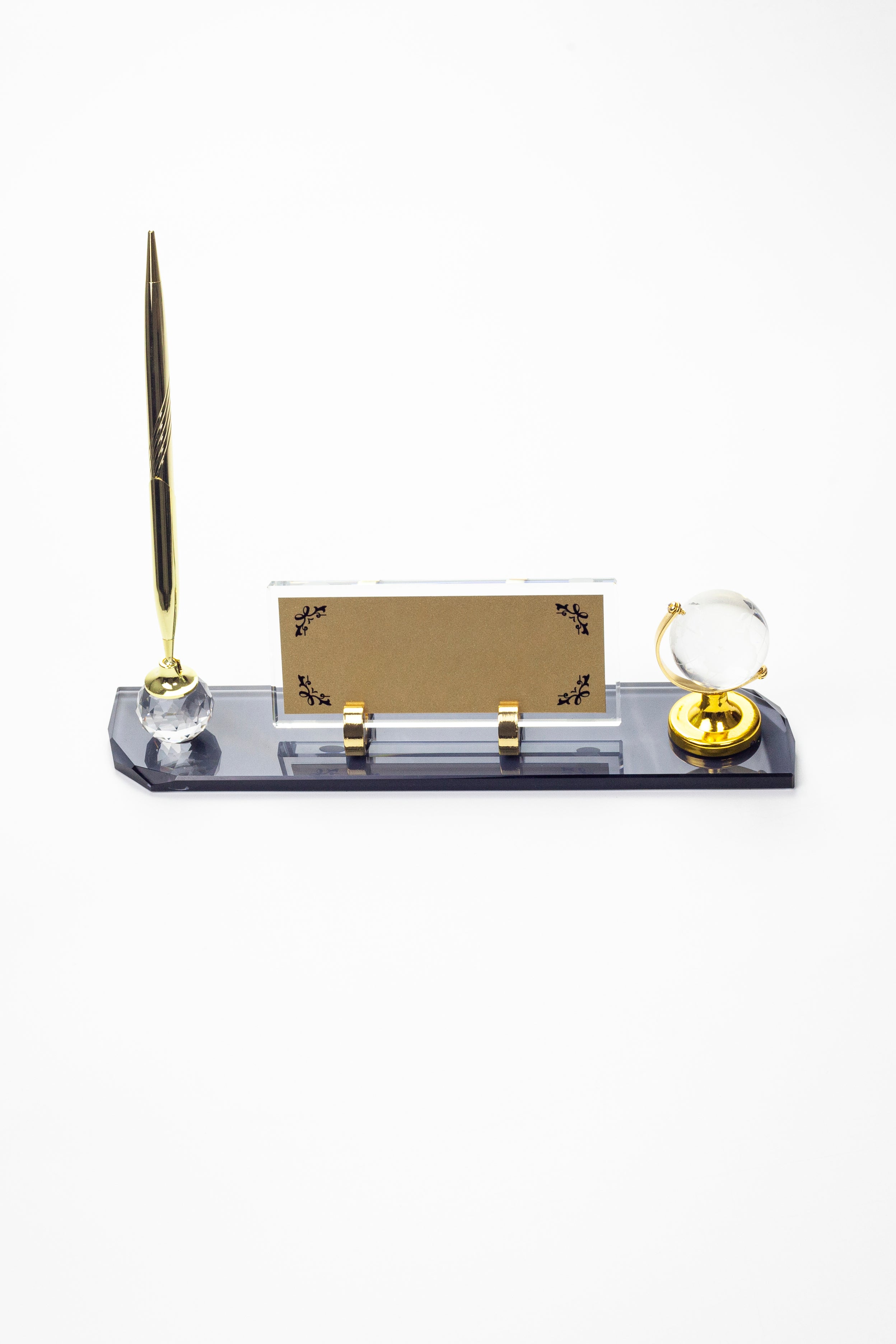 Kristal Masa İsimliği İmza Kalemi ve Dünya Aksesuarlı