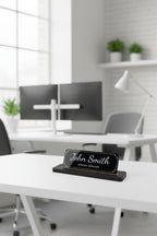 Alya Deri Masa İsimliği Düz Siyah Ahşap Detaylı