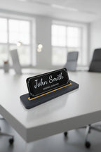 Alya Deri Masa İsimliği Lacivert Ahşap Detaylı