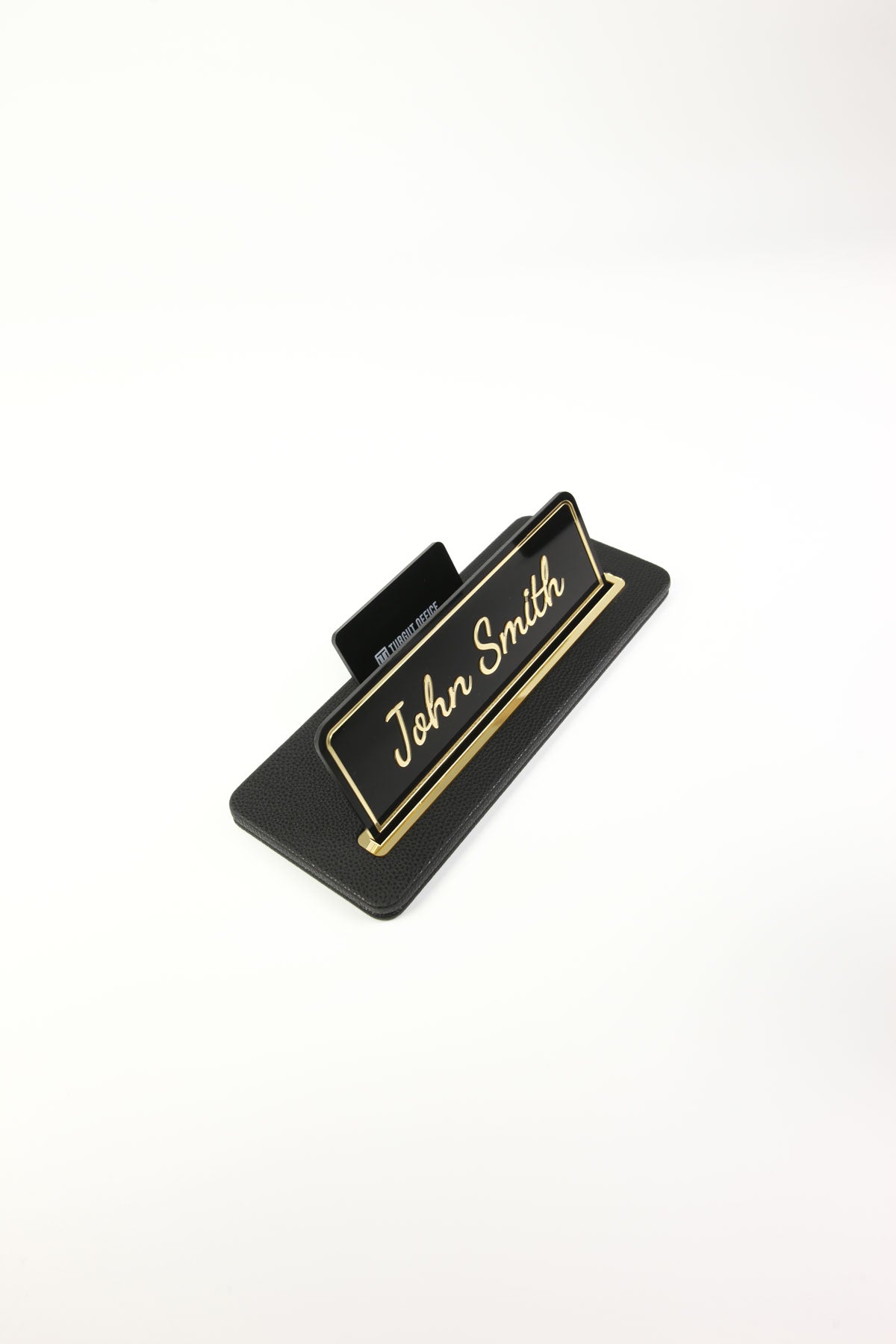 Sirus Deri Masa İsimliği Siyah Gold Detaylı - İsimlik ve Kartvizitlik