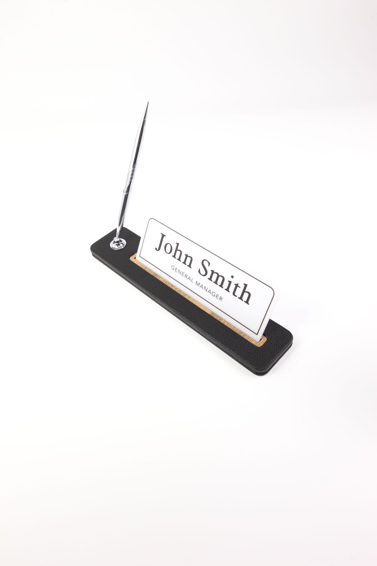 Lincoln Kalemli Deri Masaüstü İsimliği Siyah Ahşap Detaylı - İsimlik ve İmza Kalemi