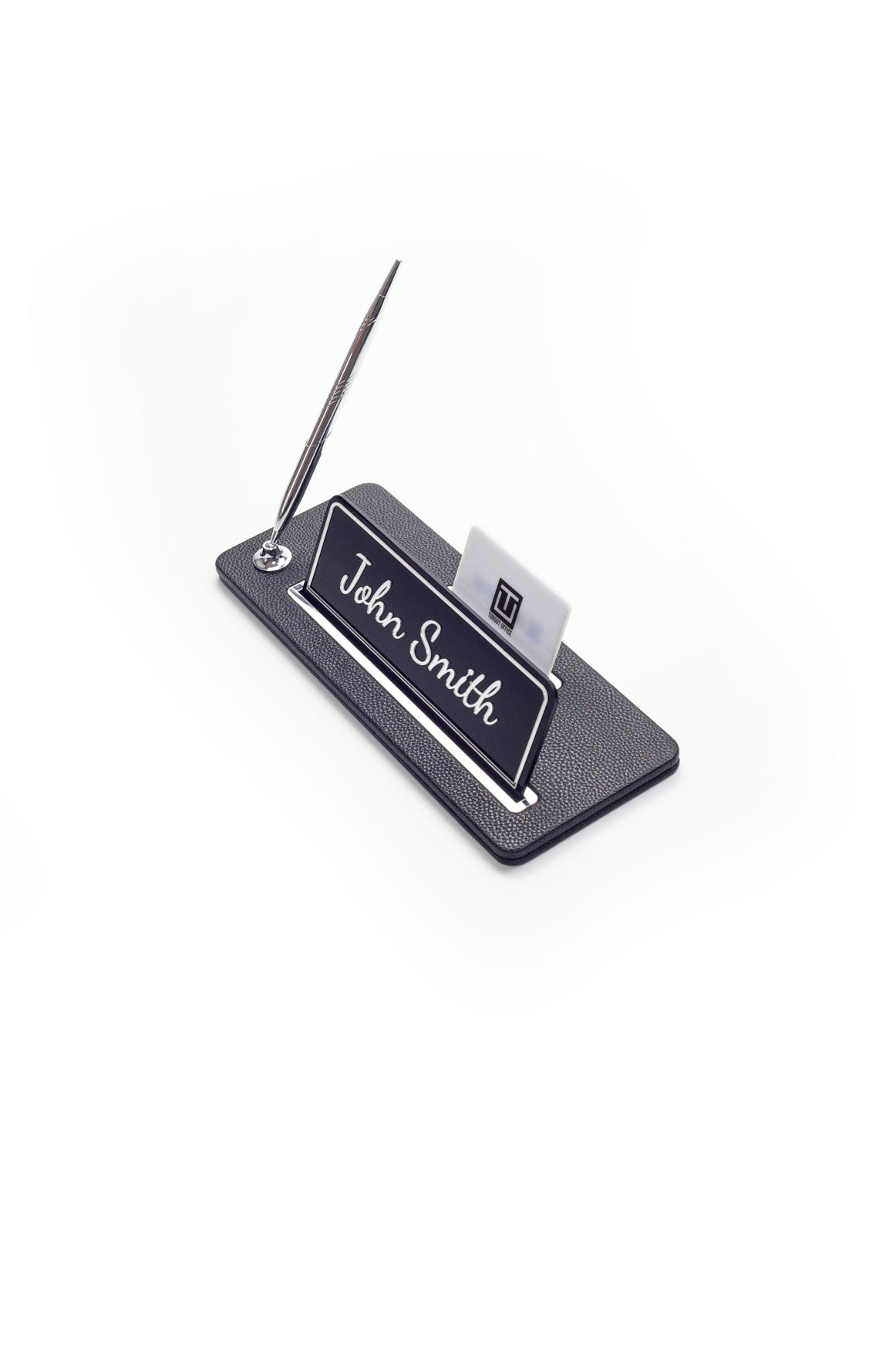 Cavalli Tek Kalemli Deri Masa İsimliği Siyah Krom Detaylı