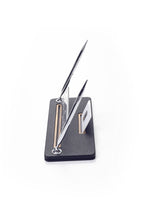 Capella İki Kalemli Deri Masa İsimliği Siyah Ahşap Detaylı