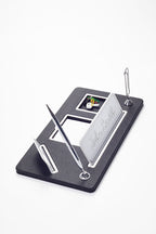 Royal Organizer Deri Masa İsimliği Siyah Krom Detaylı