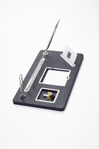 Royal Organizer Deri Masa İsimliği Siyah Krom Detaylı