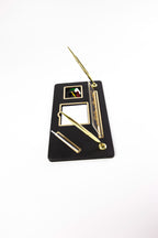 Royal Organizer İki Kalemli Deri Masa İsimliği Siyah Gold Detaylı