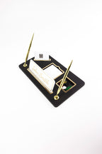 Royal Organizer İki Kalemli Deri Masa İsimliği Siyah Gold Detaylı