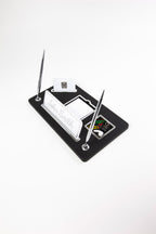 Royal Organizer İki Kalemli Deri Masa İsimliği Siyah Krom Detaylı