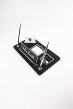 Royal Organizer İki Kalemli Deri Masa İsimliği Siyah Krom Detaylı