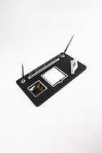 Royal Organizer İki Kalemli Deri Masa İsimliği Siyah Krom Detaylı