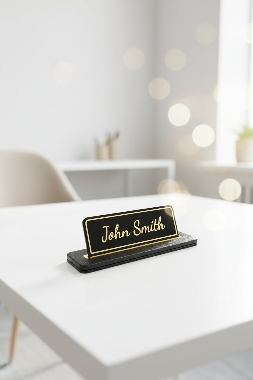 Alya Deri Masa İsimliği Siyah Gold Detaylı