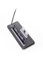 Cavalli Tek Kalemli Deri Masa İsimliği  Düz Siyah Krom Detaylı