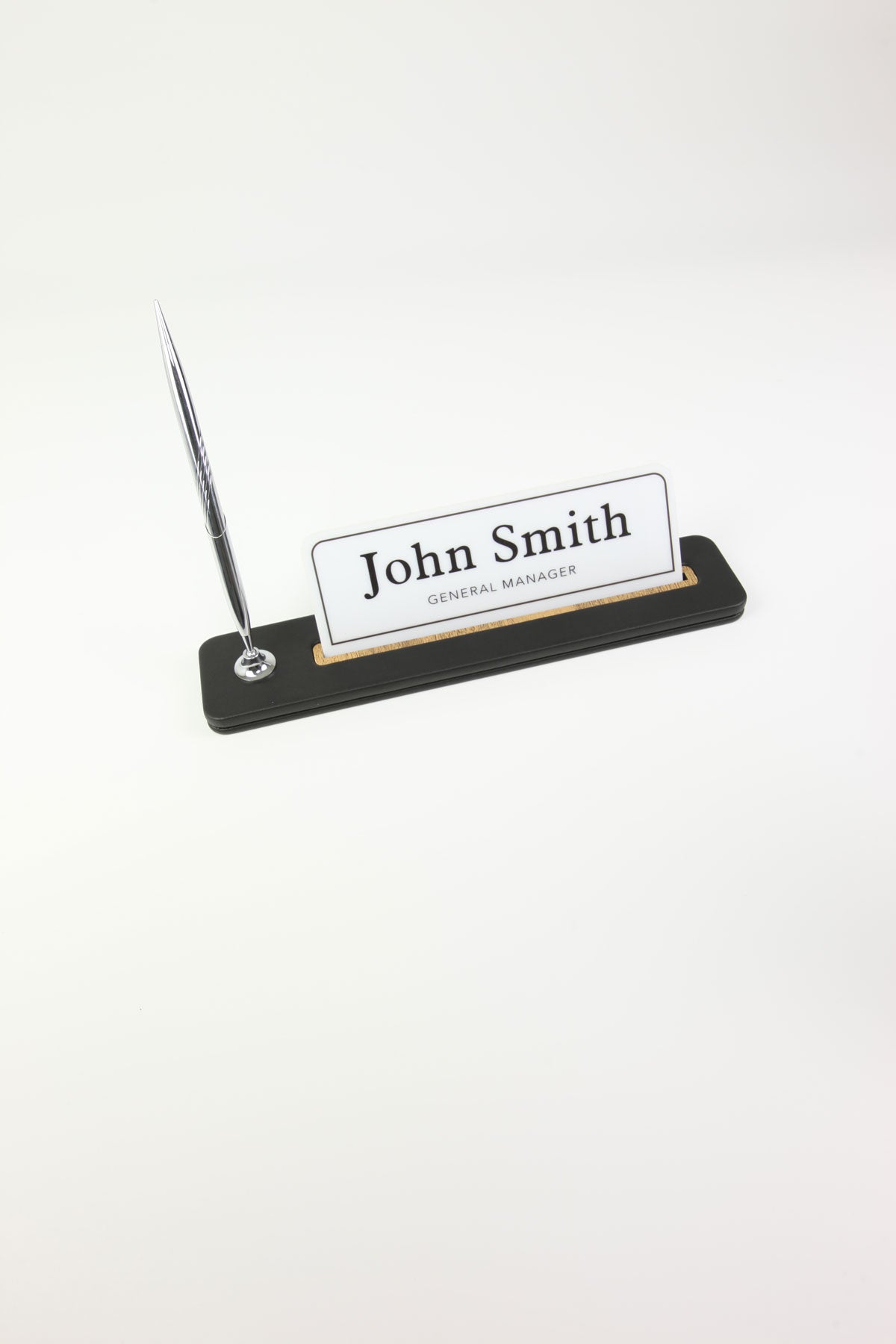 Lincoln Kalemli Deri Masaüstü İsimliği Düz Siyah Ahşap Detaylı - İsimlik ve İmza Kalemi