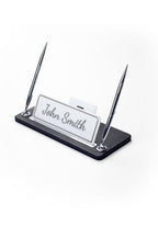 Capella İki Kalemli Deri Masa İsimliği Düz Siyah Krom Detaylı