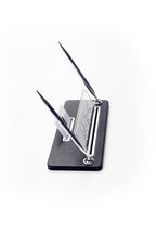 Capella İki Kalemli Deri Masa İsimliği Düz Siyah Krom Detaylı