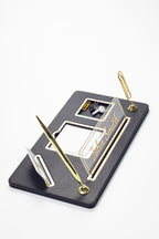 Royal Organizer Deri Masa İsimliği Düz Siyah Gold Detaylı