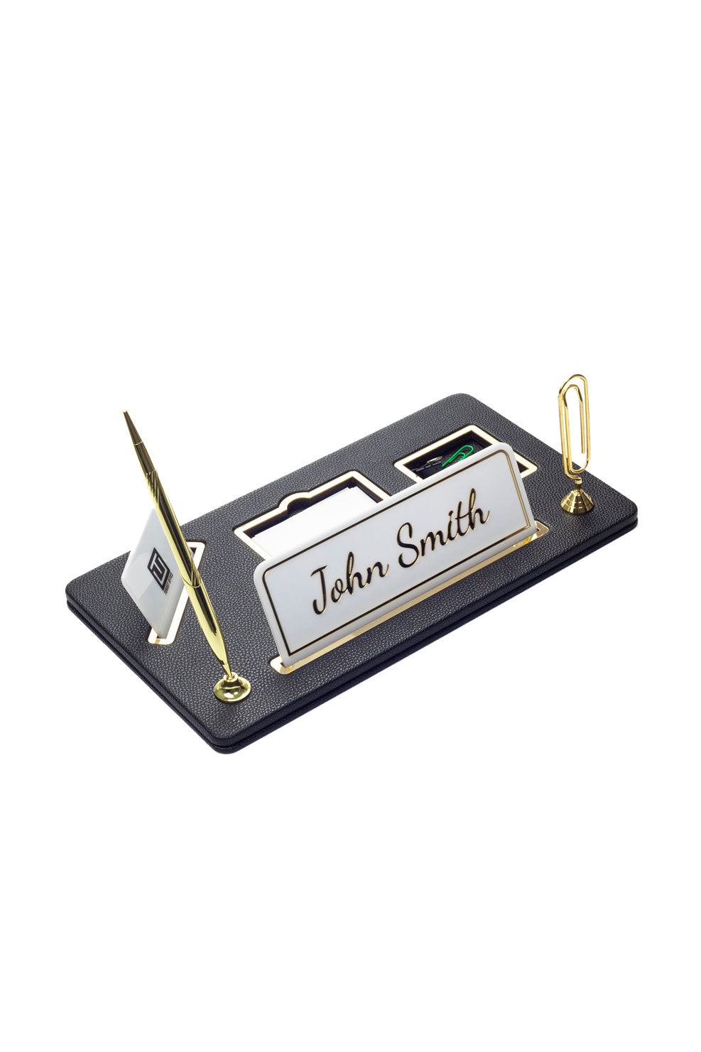 Royal Organizer Deri Masa İsimliği Siyah Gold Detaylı