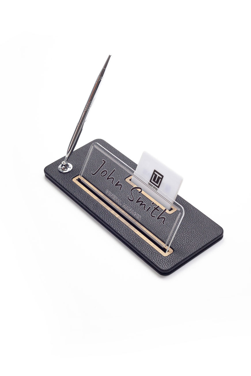 Cavalli Tek Kalemli Deri Masa İsimliği Siyah Ahşap Detaylı