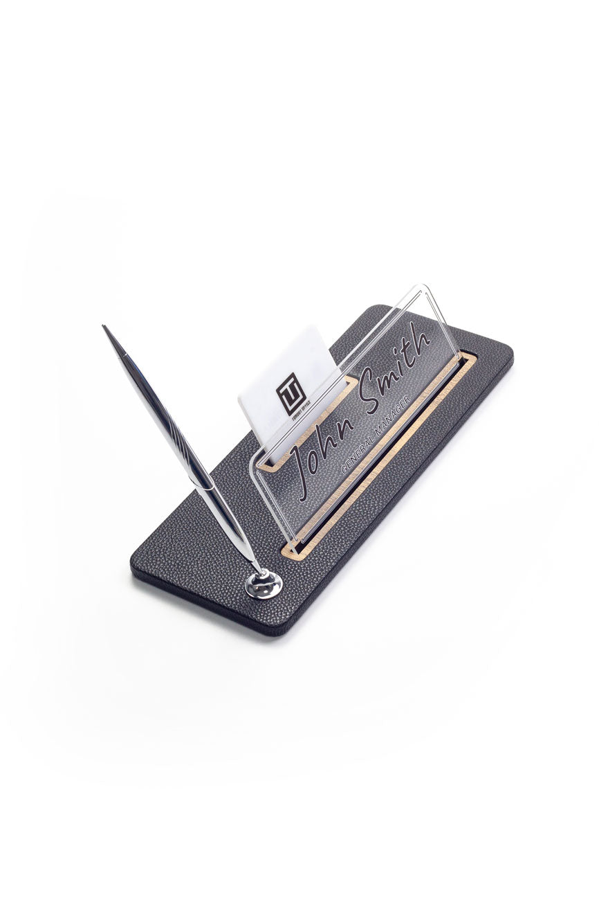 Cavalli Tek Kalemli Deri Masa İsimliği Siyah Ahşap Detaylı