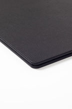 Deri Kapaklı Masa Sümeni Siyah Ahşap Detaylı 60x40cm