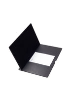 Deri Kapaklı Masa Sümeni Siyah Ahşap Detaylı 60x40cm