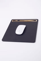 Deri Mousepad Düz Siyah Gold Detaylı