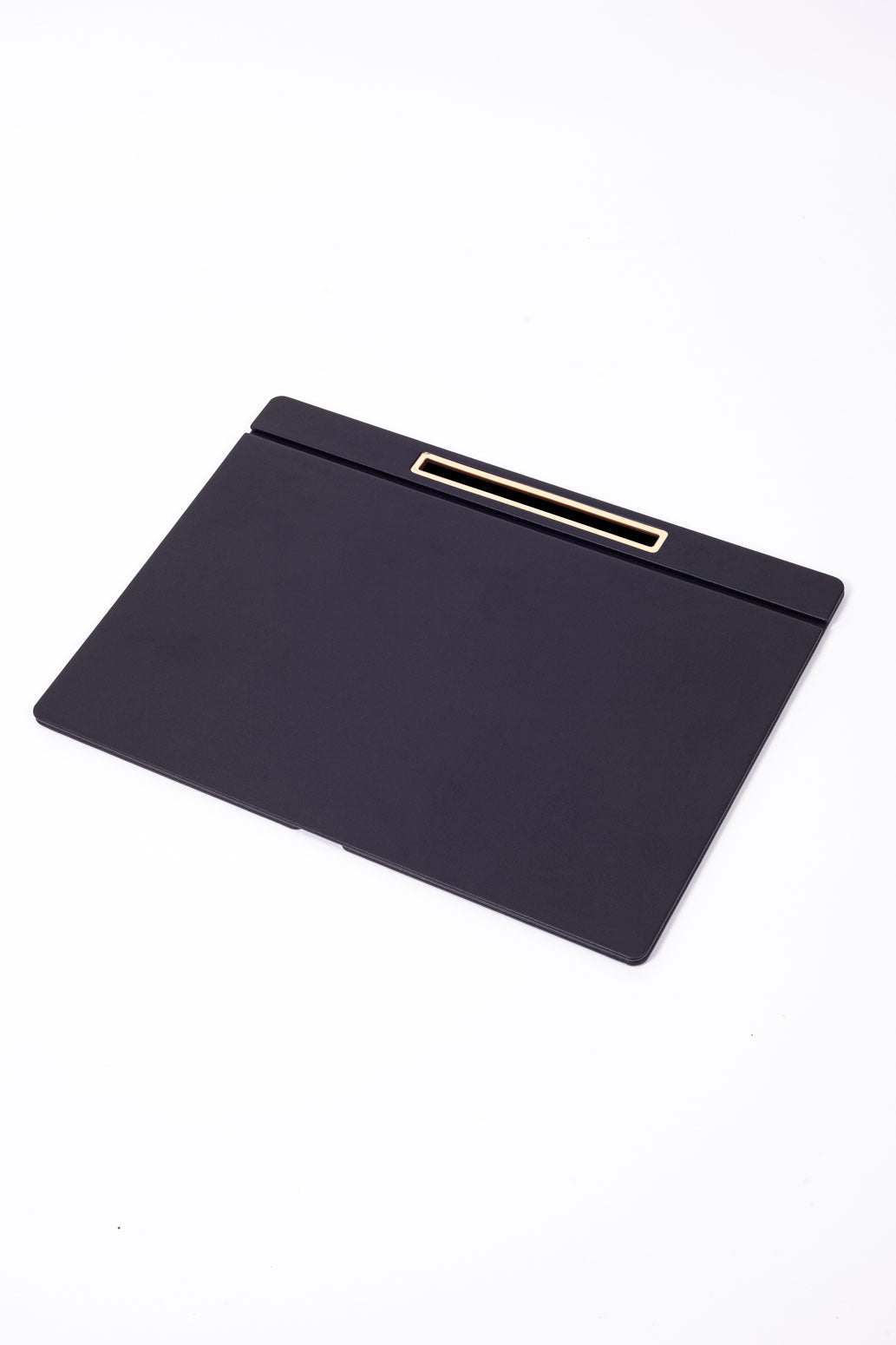 Deri Kapaklı Masa Sümeni Siyah Gold Detaylı 50x35cm