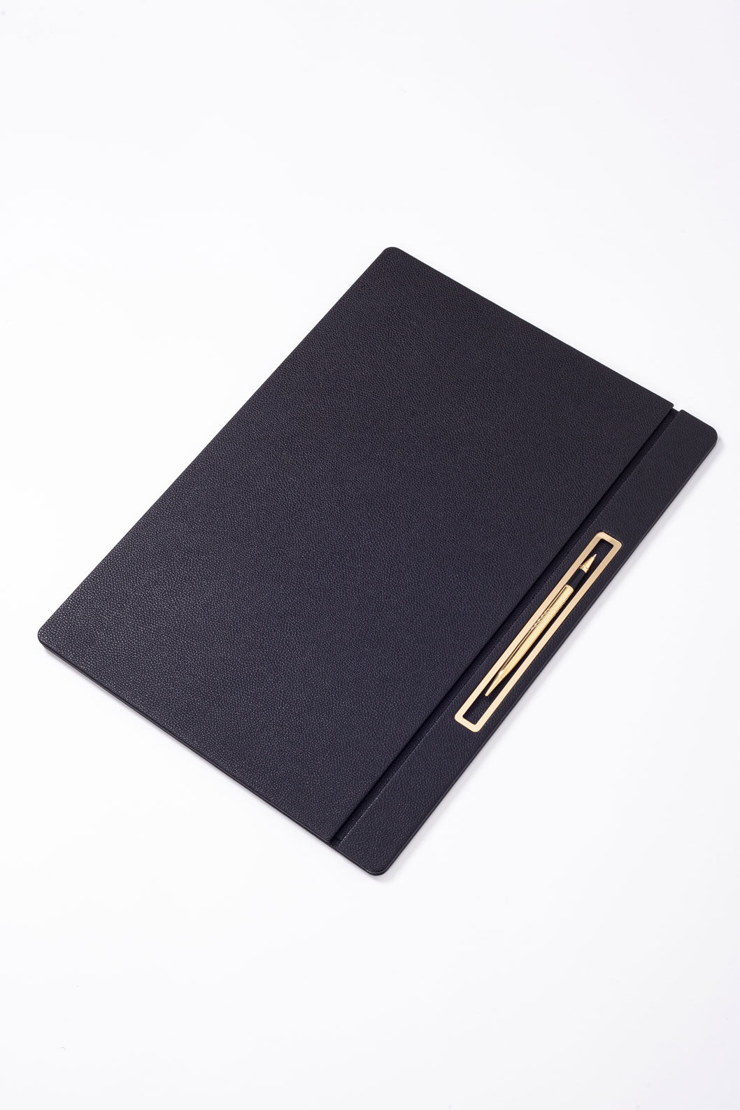 Deri Kapaklı Masa Sümeni Siyah Gold Detaylı 50x35cm