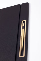 Deri Kapaklı Masa Sümeni Siyah Gold Detaylı 50x35cm