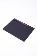 Deri Kapaklı Masa Sümeni Siyah Ahşap Detaylı 50x35cm