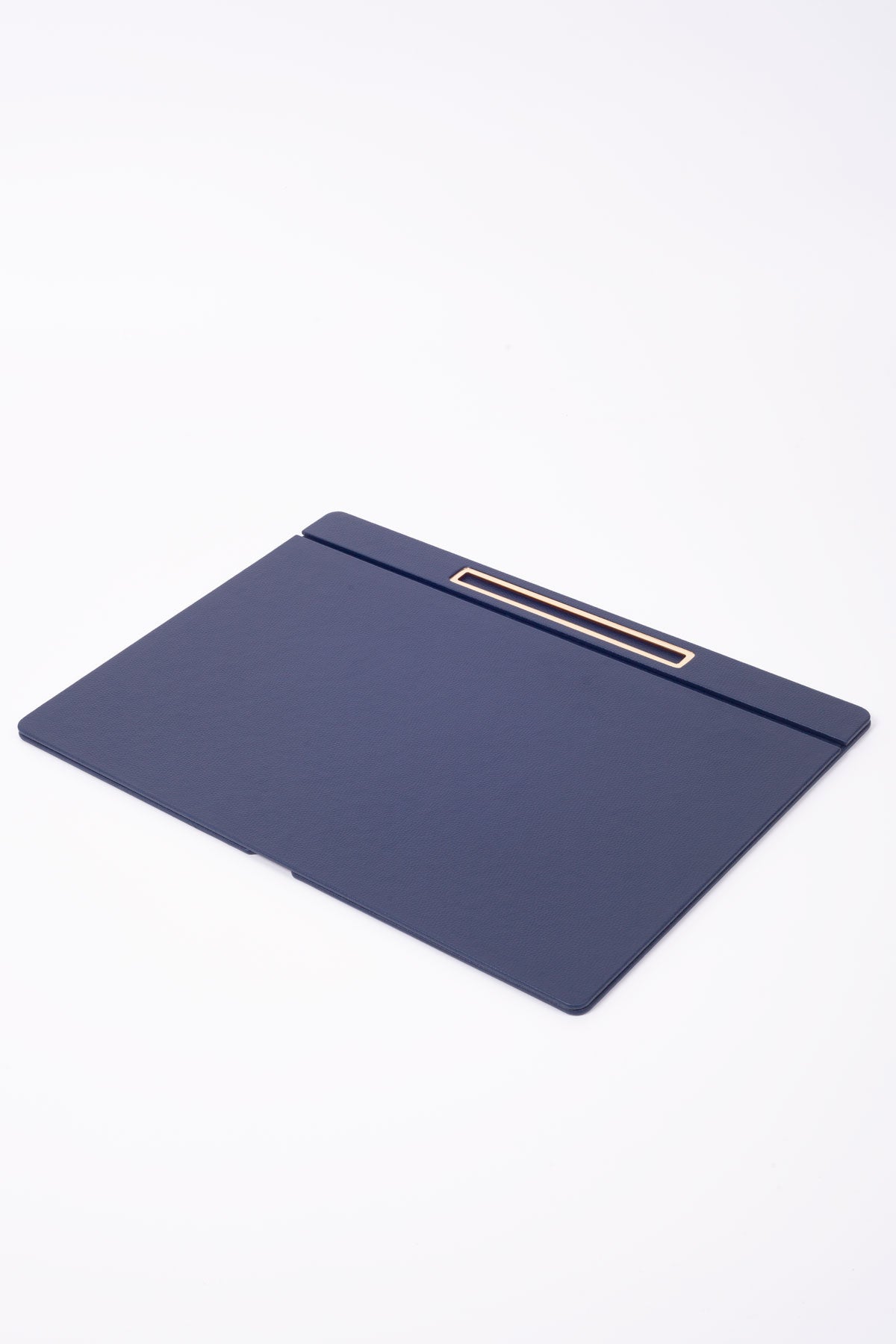 Deri Kapaklı Masa Sümeni Lacivet Gold Detaylı 50x35cm