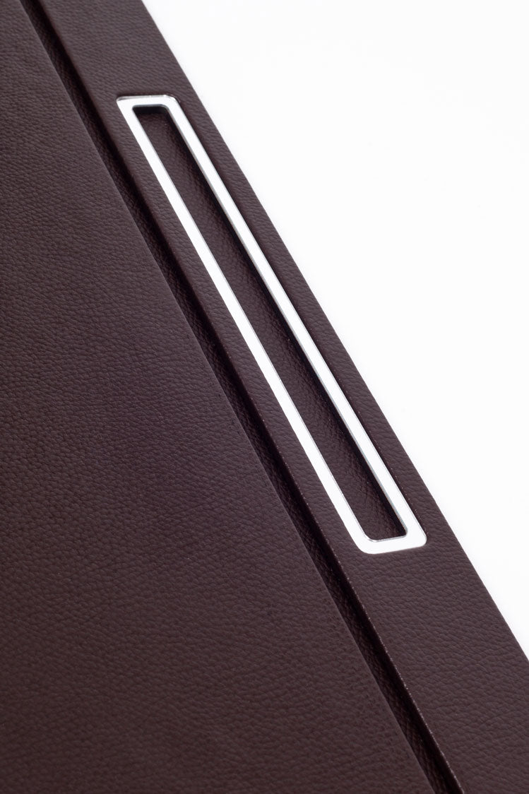 Deri Kapaklı Masa Sümeni Kahve Krom Detaylı 50x35cm