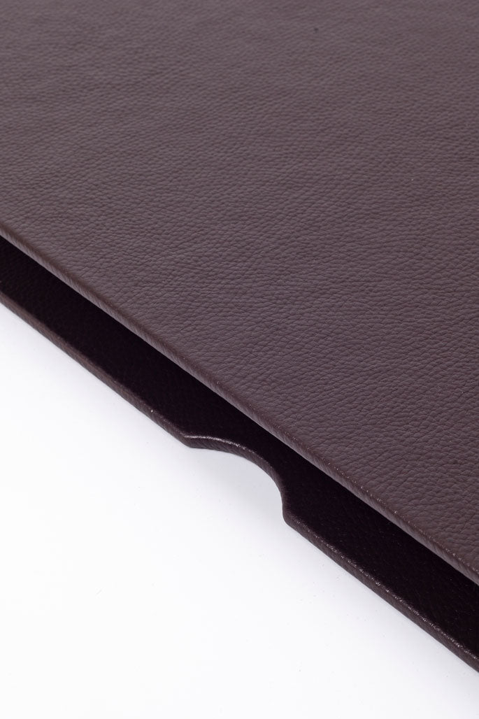 Deri Kapaklı Masa Sümeni Kahve Krom Detaylı 50x35cm