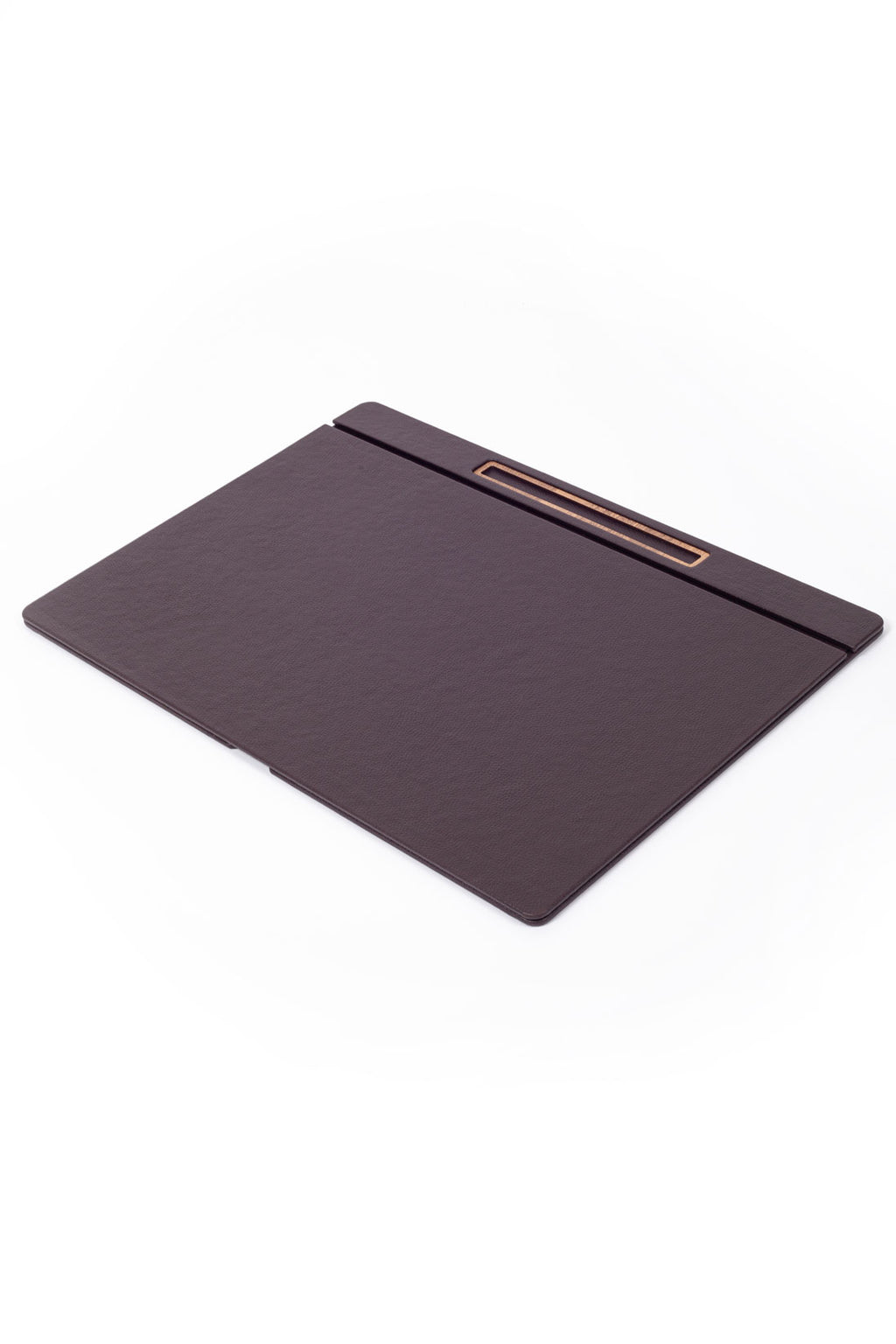 Deri Kapaklı Masa Sümeni Kahve Ahşap Detaylı 50x35cm