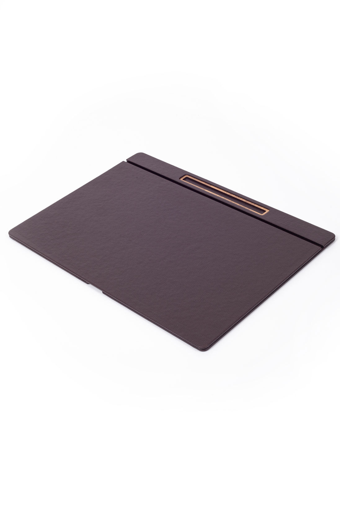 Deri Kapaklı Masa Sümeni Kahve Ahşap Detaylı 50x35cm
