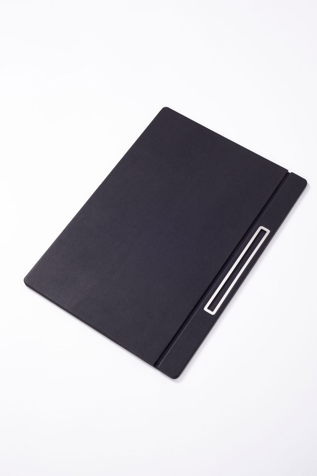 Deri Kapaklı Masa Sümeni Düz Siyah Krom Detaylı 50x35cm