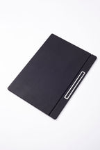 Deri Kapaklı Masa Sümeni Düz Siyah Krom Detaylı 50x35cm