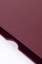 Deri Kapaklı Masa Sümeni Bordo Krom Detaylı 50x35cm