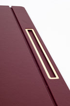 Deri Kapaklı Masa Sümeni Bordo Gold Detaylı 50x35cm