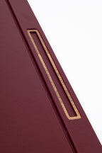 Deri Kapaklı Masa Sümeni Bordo Ahşap Detaylı 50x35cm