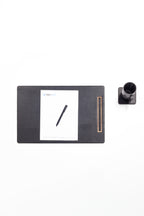 Deri Toplantı Sümeni Düz Siyah Dikey Ahşap Detaylı 49x34cm