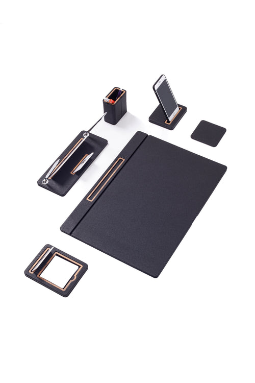 Capella Deri Sümen Takımı 6 Parça Kapaklı Model Masa isimlikli