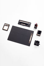 Cavalli Dikey Çıtalı Deri Sümen Takımı Siyah 6 Parça