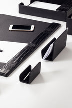 Loft Deri Sümen Takımı Siyah 6 Parça Yatay Coroco Detaylı