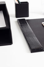 Loft Deri Sümen Takımı Siyah 7 Parça Dikey Coroco Detaylı