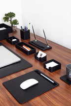 Roma Kenarlı Deri Sümen Takımı Siyah 11 Parça