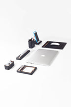 Alya 6 Parça Masa İsimlik Seti Siyah Ahşap Detaylı